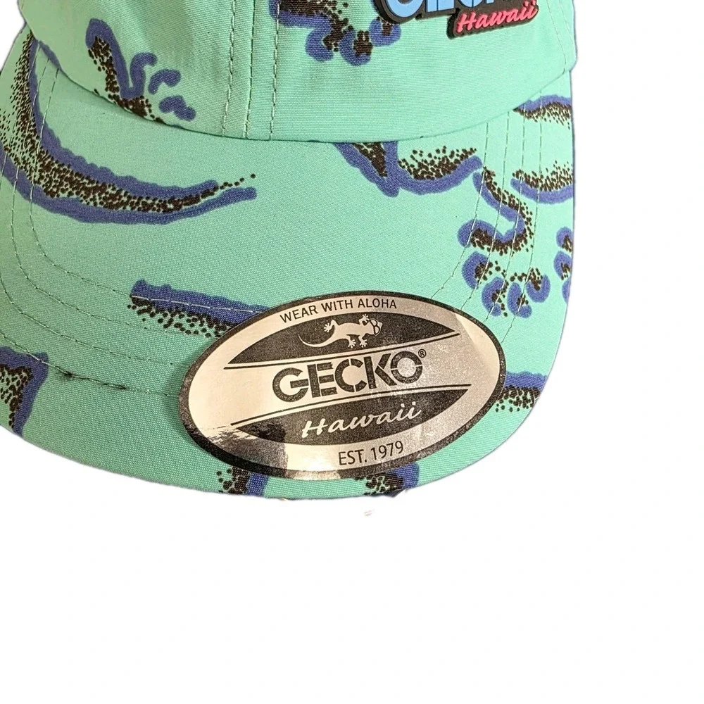 Vintage Gecko Hawaii Lizard Glasses ‎ AOP All Over Print Strapback Hat OSFM Teal